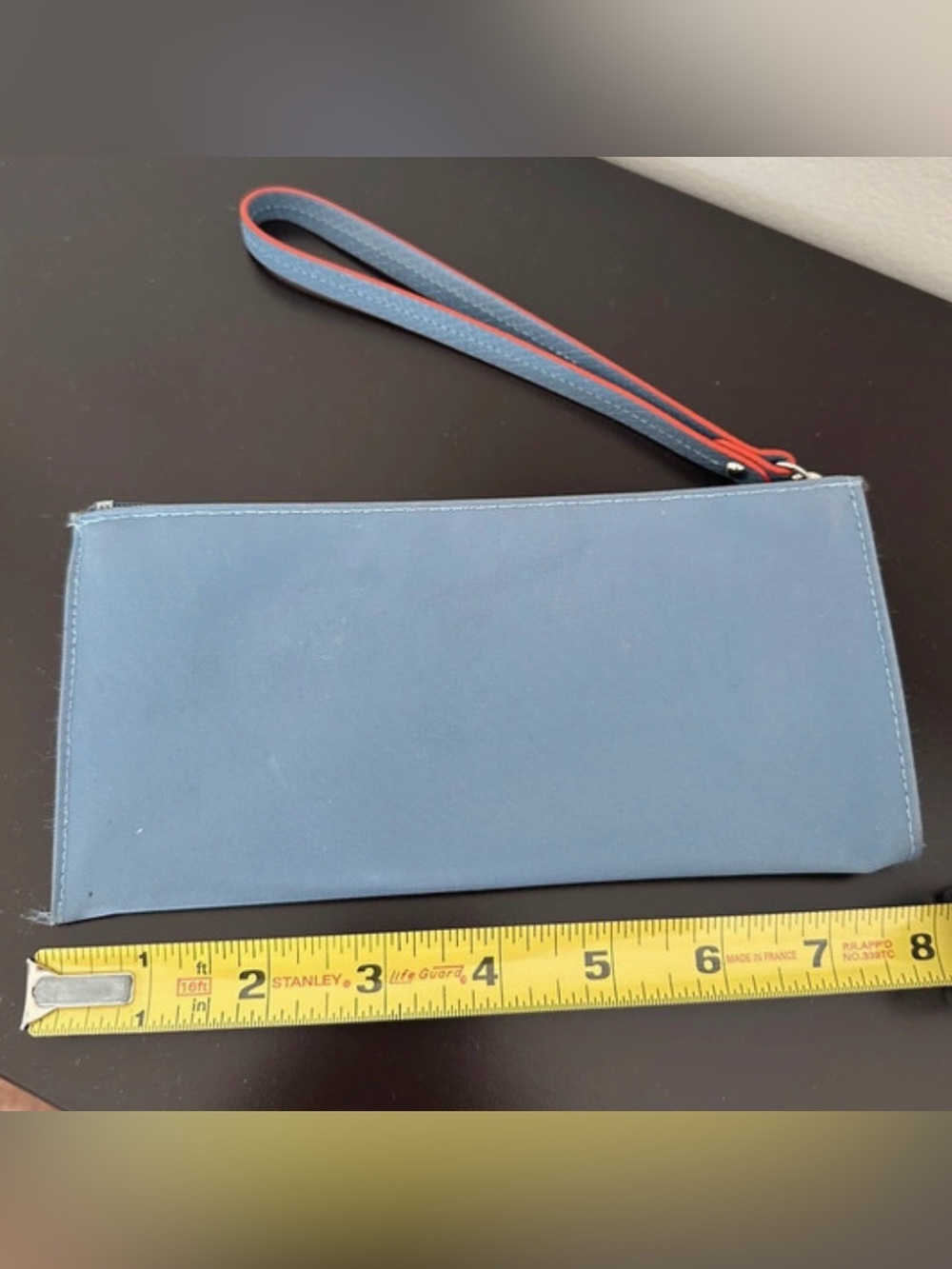 LONGCHAMP Blue Orange Logo Nylon Leather Wristlet Clutch Pouch L2540619564 - Picture 2 of 4